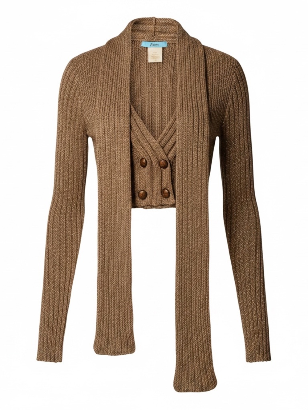 Marciano Brown Ribbed Scarf Cardigan